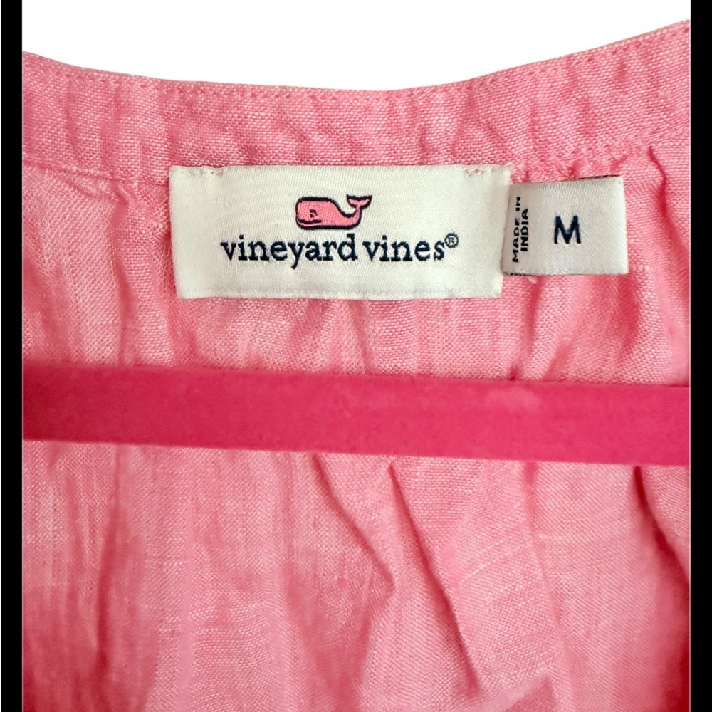 Vineyard Vines Pink Sleeveless V-Neck Linen-Blend Summer Tank - Picture 4 of 4